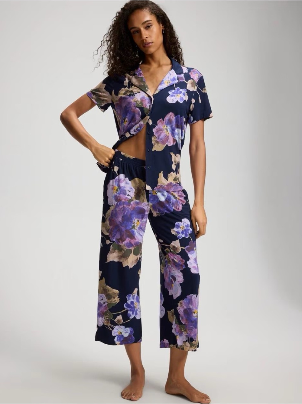 NEW Soma Woman’s Short Sleeve Notch Collar & Pants Pajama Set Size L